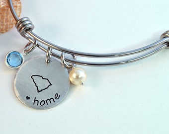 State Pride Home Expandable Bangle, State Bracelet, Home Bangle, State Jewelry