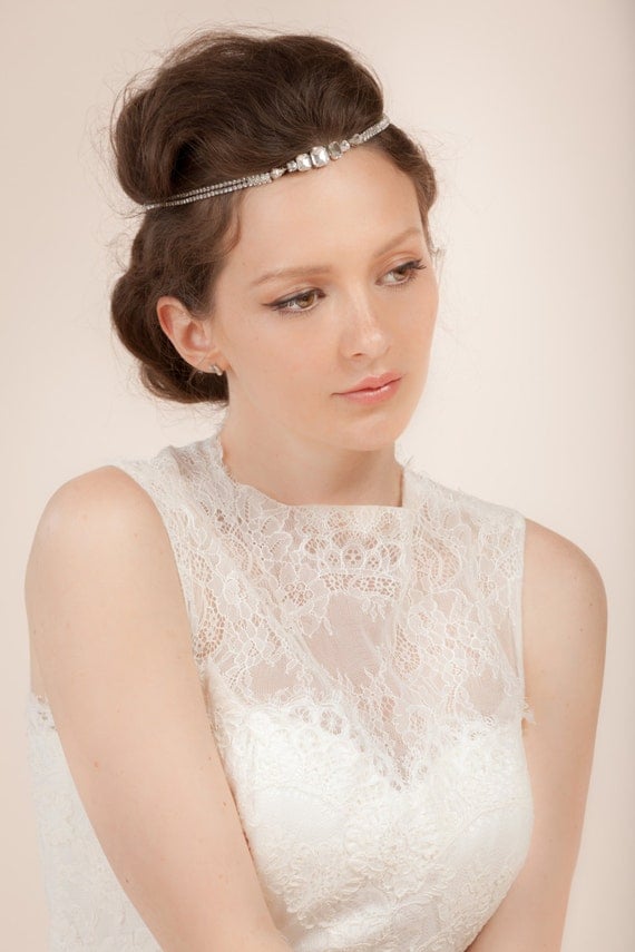 Bridal hair vine crystal headpiece crystal halo Simple