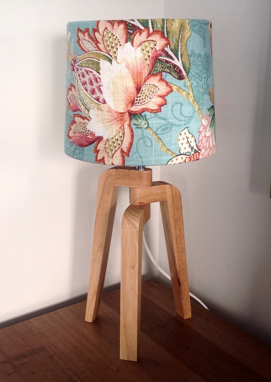 Floral Lampshade Coastal Decor Hamptons Lamp Shade Turquoise
