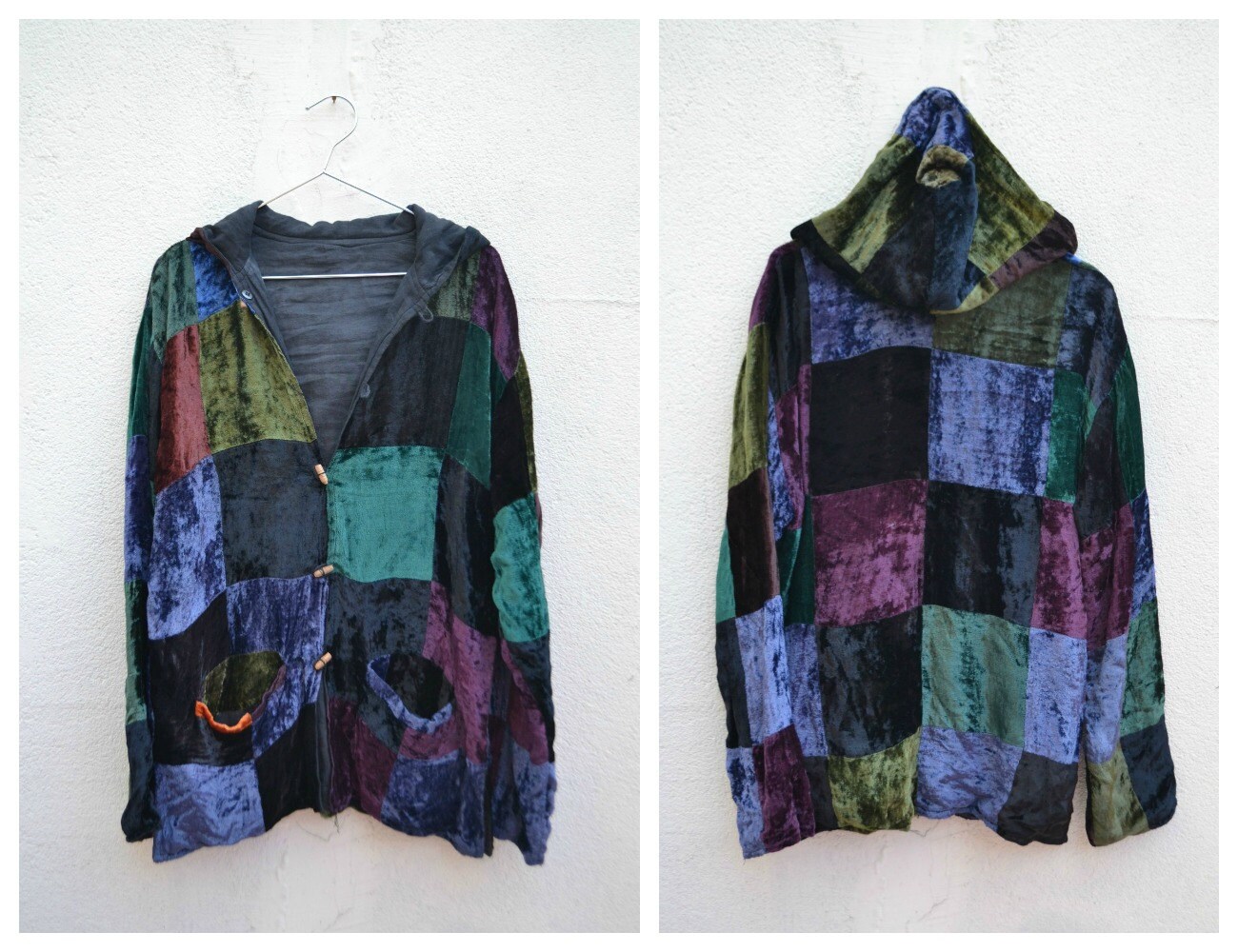 Patchwork Velvet-Feel Jacket