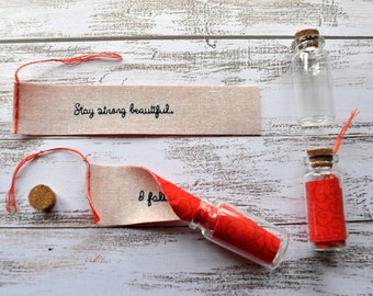PERSONALISED Message In A Bottle - Embroidered Message - Secret Message - Cotton Anniversary Gift - Second Anniversary Gift, Valentines Gift