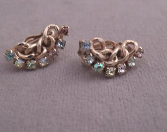 Light Blue Cluster Clip Earrings 1950s By Thejeweledbear On Etsy