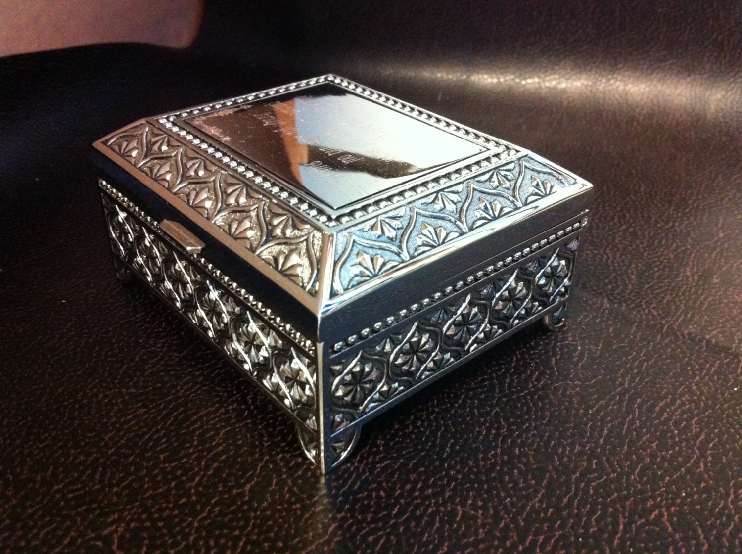 metal Custom Engraved Jewelry Box Personalized Silver by Beyzagift