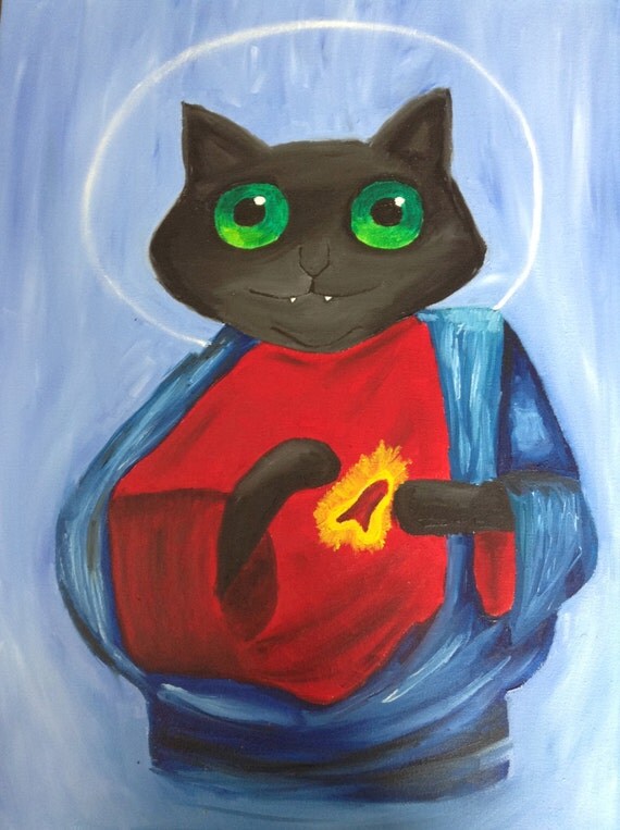 Items similar to Jesus Cat Painting on Etsy