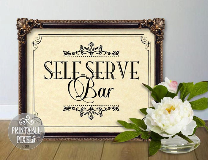 Self Serve Bar Printable Sign 1A // Parchment by PrintablePixels