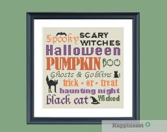 Halloween cross stitch pattern, halloween quotes, PDF, DIY ** instant download**