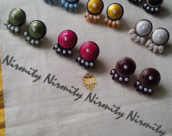 paper earrings-quilled earrings-Stud paper earrings-set of 8-bulk earrings set