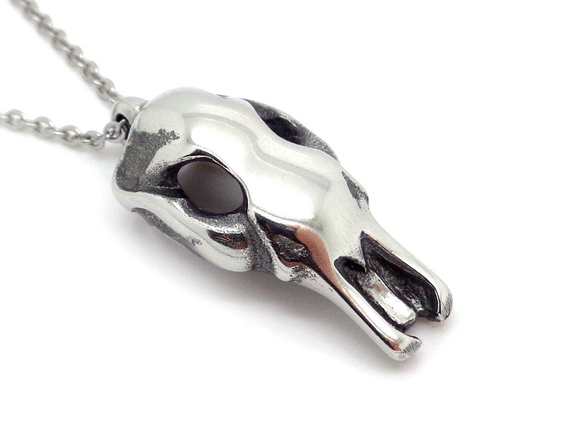 Platypus Skull Necklace Silver Pewter Goth Animal Jewelry