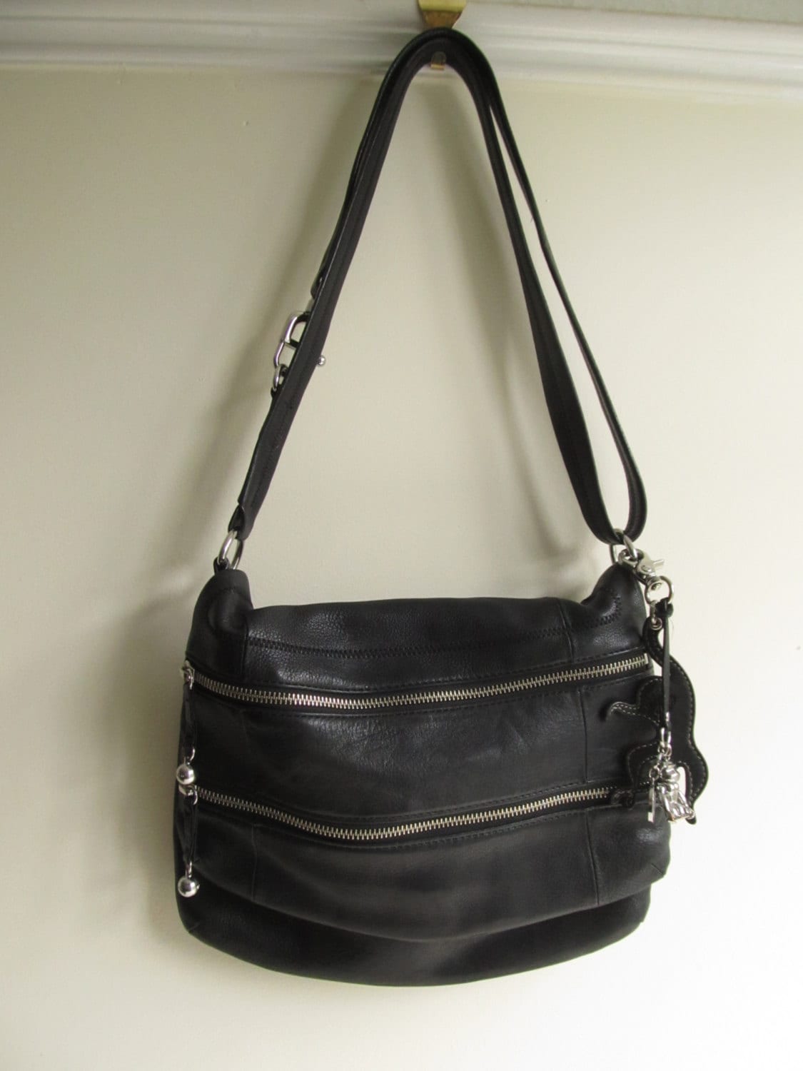 Leather Kipling black crossbody handbag shoulderbag by 1000Crows