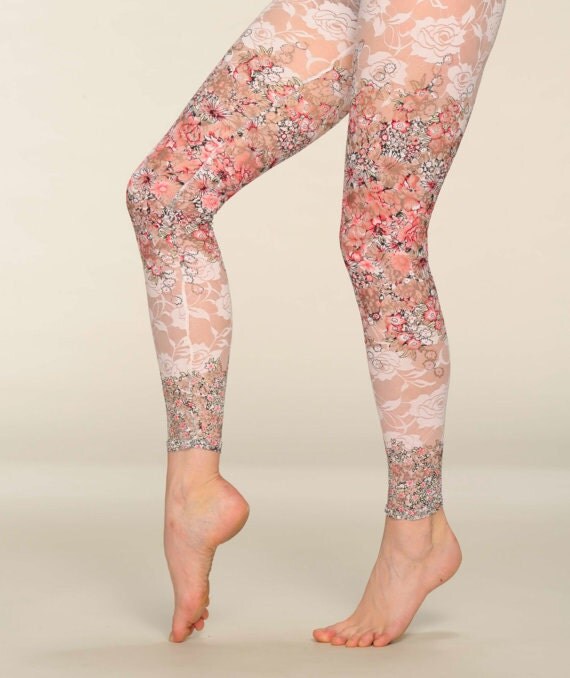 Leggings Pink Pastel Lace Leggings Cherry By Cardamomclothing