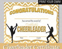 certificate cheerleader award print dance gold etsy