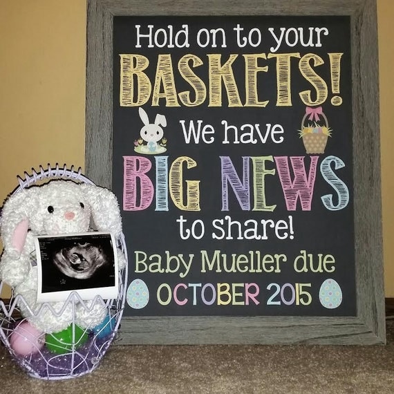 Easter Pregnancy Announcement Chalkboard by PersonalizedChalk