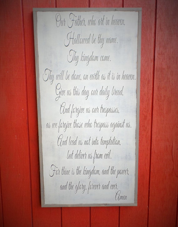 The Lords Prayer Wood Sign Christian Wall Art Large Wooden