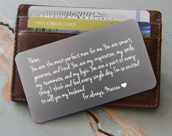 Personalized Wallet Card, 9 colors, Silver Wallet Insert Available, Engraved Wallet Card, Custom Wallet Insert: Valentine's Day Gift for Him