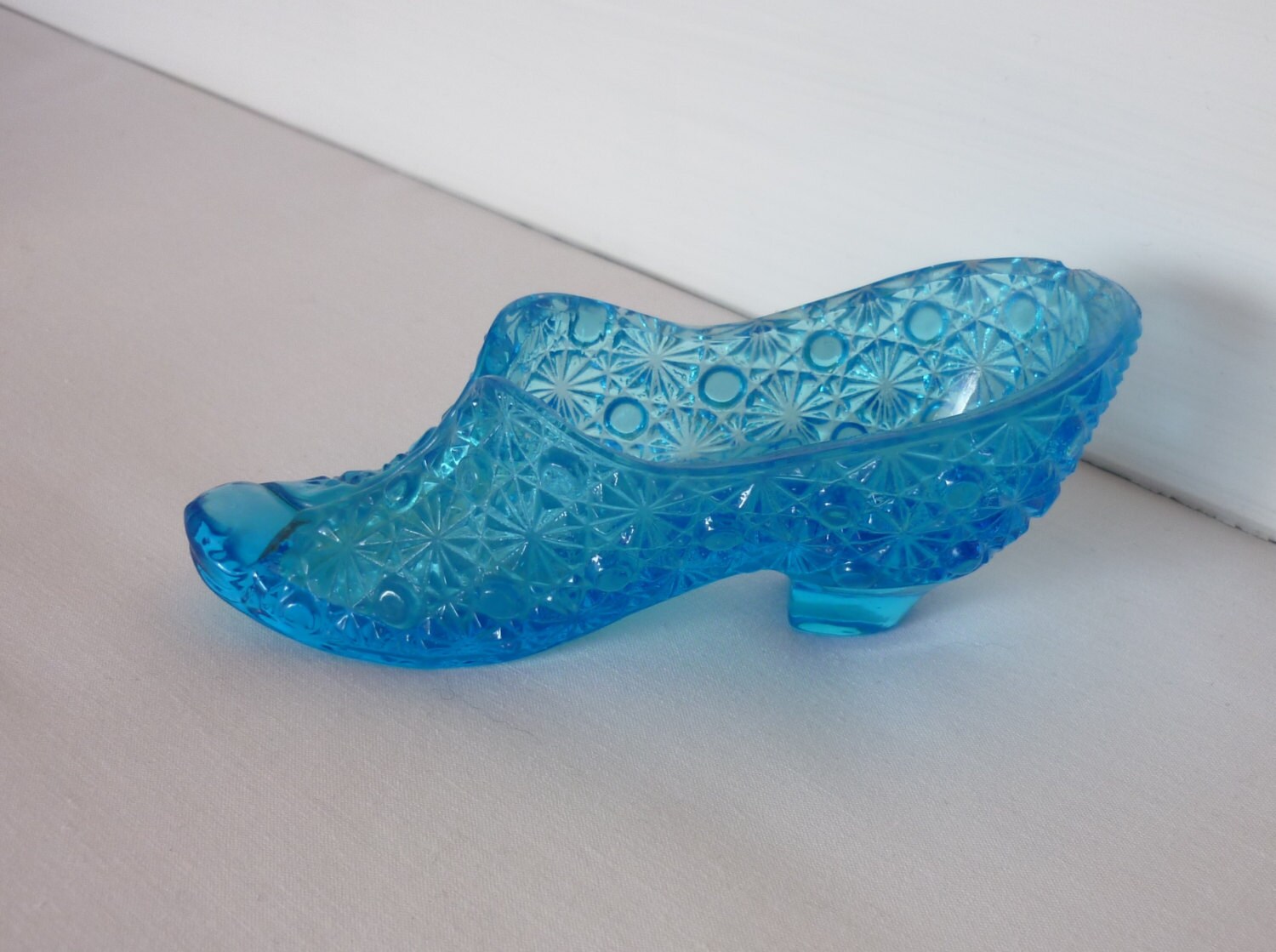 Blue Glass Shoe Vase by BeachKiosk on Etsy