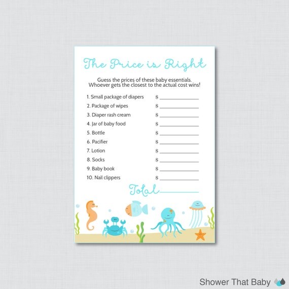 shower active baby games Game Shower Baby Right Baby Shower the Under is Printable Price  Sea