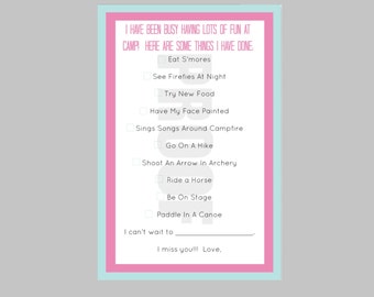 Summer Camp Stationery Printable Postcard Kids by CommandCenter