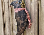 Primitive Grungy Crow - Handmade - Fabric Art Doll - Wall Hanging - OFG, FAAP, HAFAIR, TeamHaHa