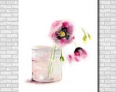 Pink Flowers Still Life Watercolor Painting Art Print, Watercolour Art, Wall Art, Floral Pink Flowers Still Life Watercolor Painting Art Print, Watercolour Art, Wall Art, Floral