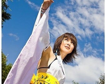 Final Fantasy YUNA Kimono Dress Cosplay Costume Adult