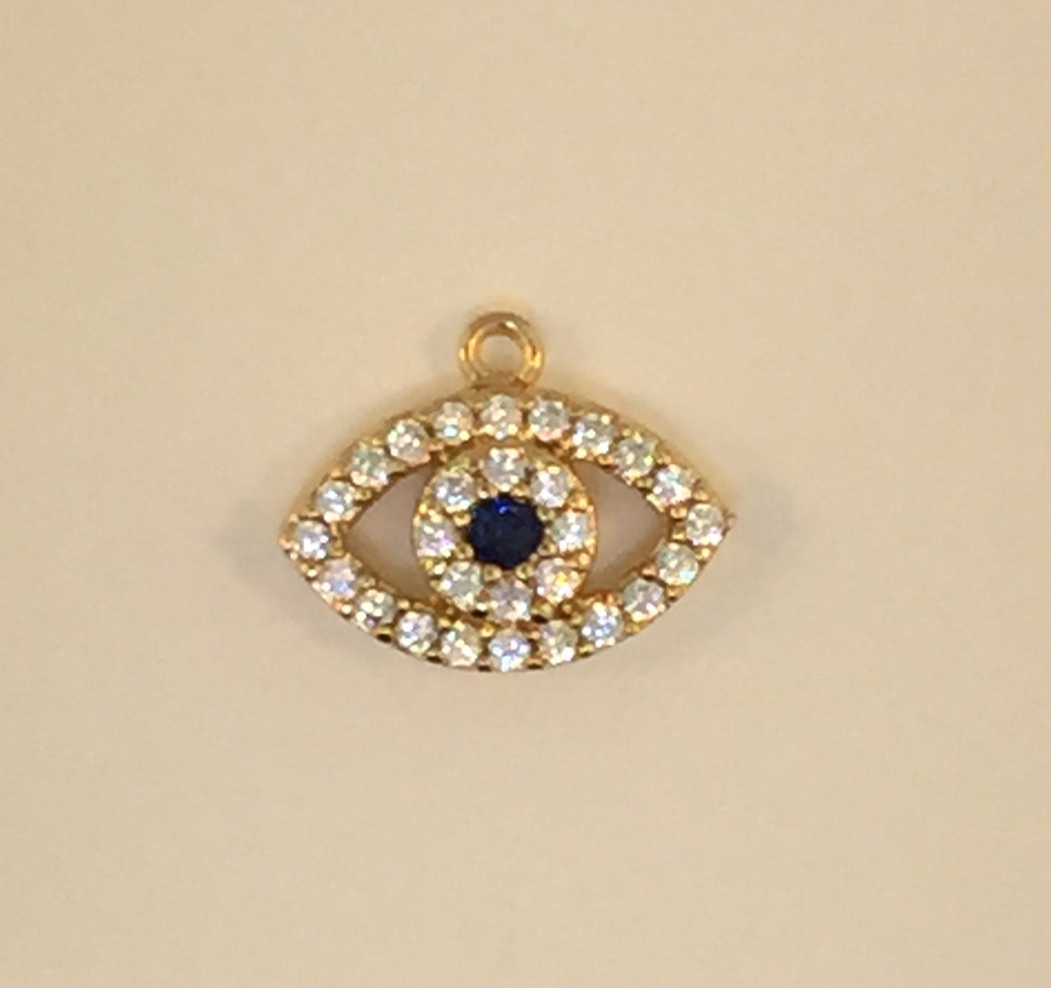 Gold and Crystal Evil Eye Charm