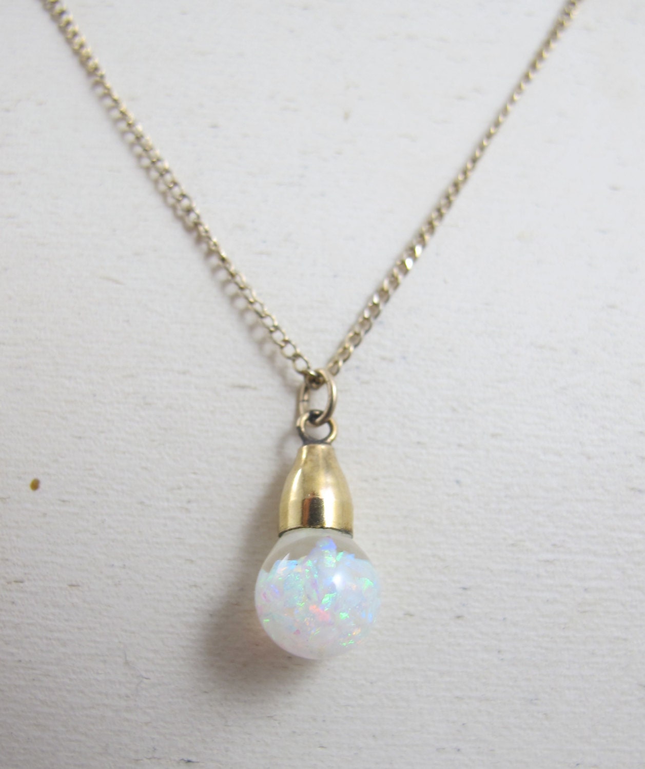 Vintage Floating Opal Necklace 12K Gold Filled Firey Opal