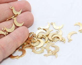 10 Pcs Raw Brass Moon Charms , Crescent moon charm, Small Moon Charm , 8x14mm , Mini Pendant Charms , SOM16