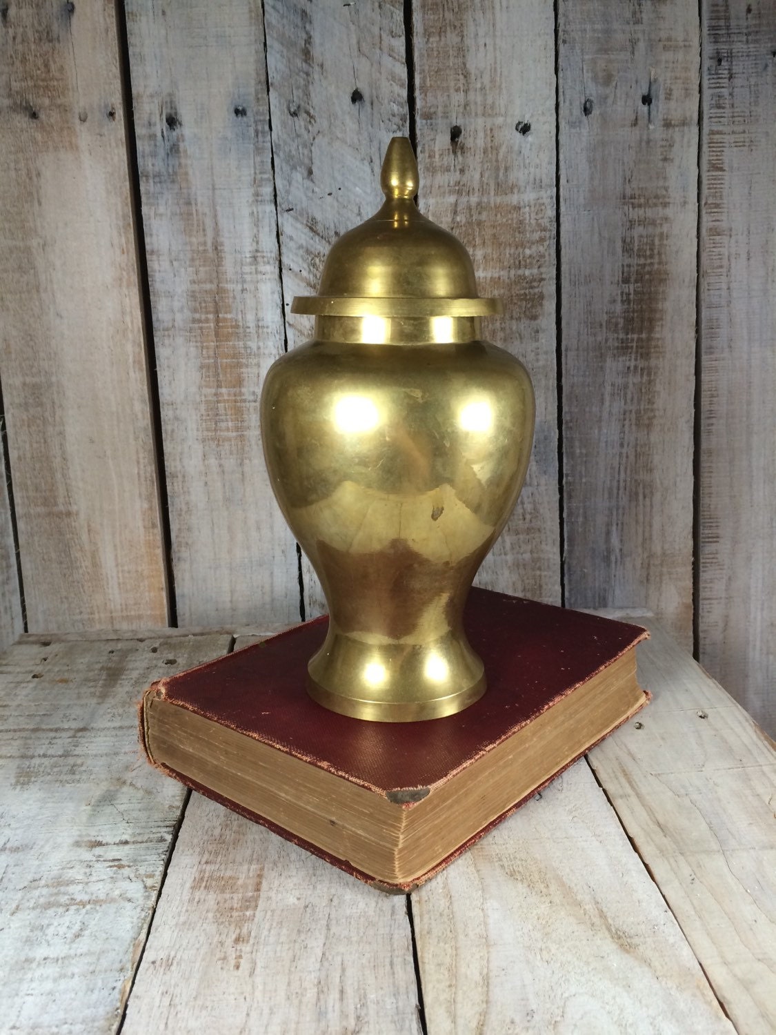 Urn Brass Urn Vase Brass Ginger Jar with Lid Lidded Gold