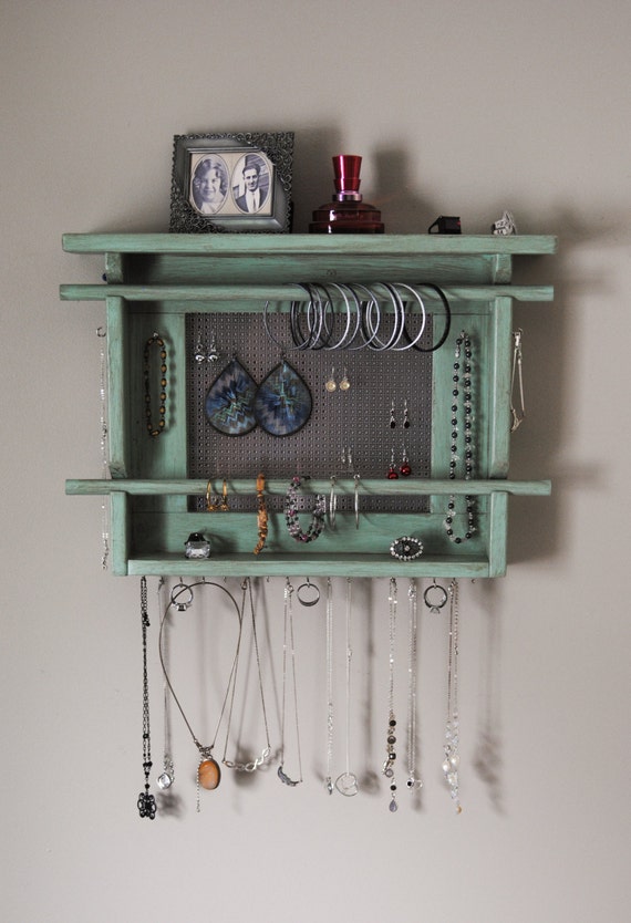 Jewelry Organizer Shelf Unit Wall Mounted Jewelry by MrandMissis