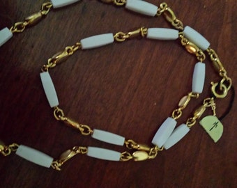 vintage Trifari Necklace white and gold