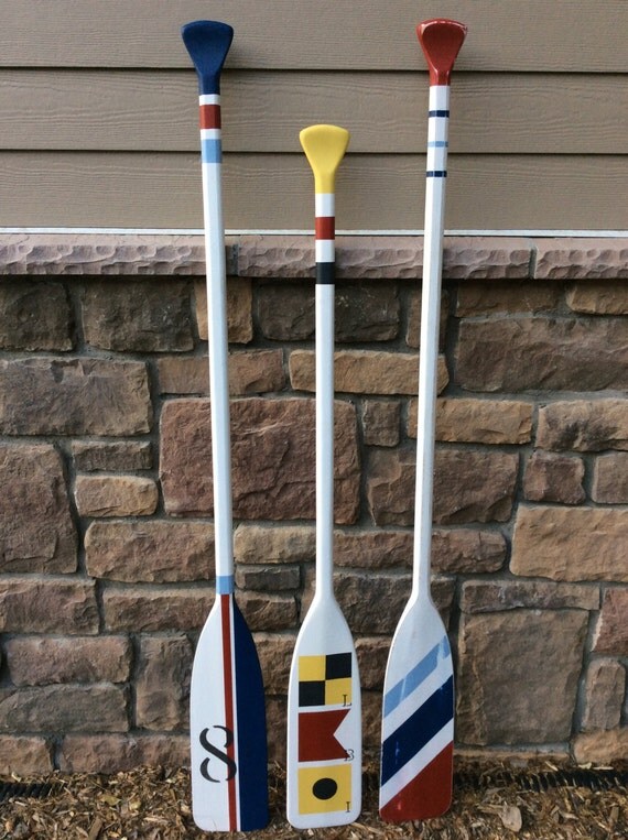 Hand Painted Wooden Oar Boat / Nautical Wall by DixHillDecor