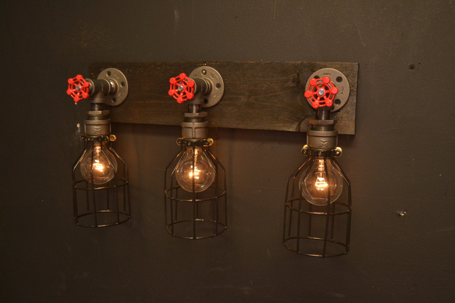 Bathroom Light Reclaimed Wood Light Bathroom Lighting Steel Steampunk Vanity
