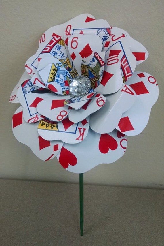 Playing Card Flower by CreativeSparks2014 on Etsy