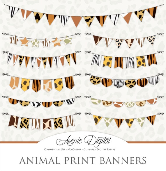 Bunting Banner Clipart. Scrapbook printables, Animal print cliparts for