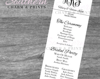 printable program digital pdf file monogram traditional printab le