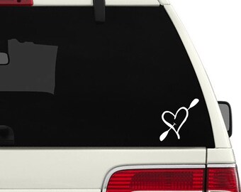 Vinyl Car Decal - Love Kayak Decal (kayak paddle)