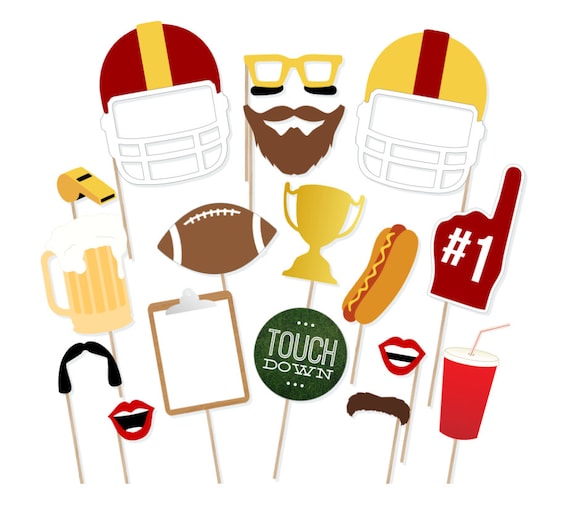 Printable Football Photo Booth Props Instant Download