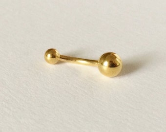 Gold Curved Barbell(8mm, 10mm Bar) Navel Piercing 14 Gauge (BPC-5), Belly Ring,Body Jewelry,316L Surgical Steel, Gold Belly Piercing