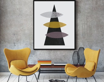 Geometric wall art, abstract art, geometric poster, vintage art prints, watercolor art, modern art print, scandinavian print, textured art