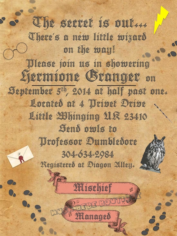 Printable Harry Potter Baby Shower Invitations 2