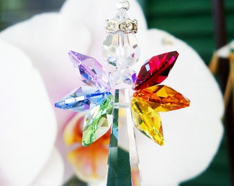 Swarovski Crystal Suncatcher Rainbow Guardian Angel Prism Suncatcher Hanging Crystals Chakra Sun Catcher