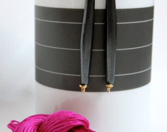 Black Bone Earrings - Ethnic Collection - Bone Jewelry - Short - Silver or Gold