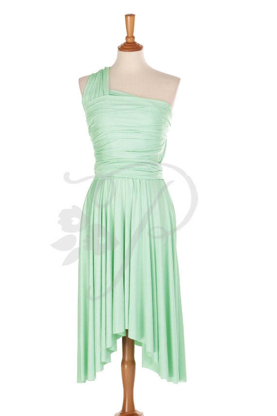  Bridesmaid  Dress  Infinity Dress  Seafoam  Green  Knee Length Wrap