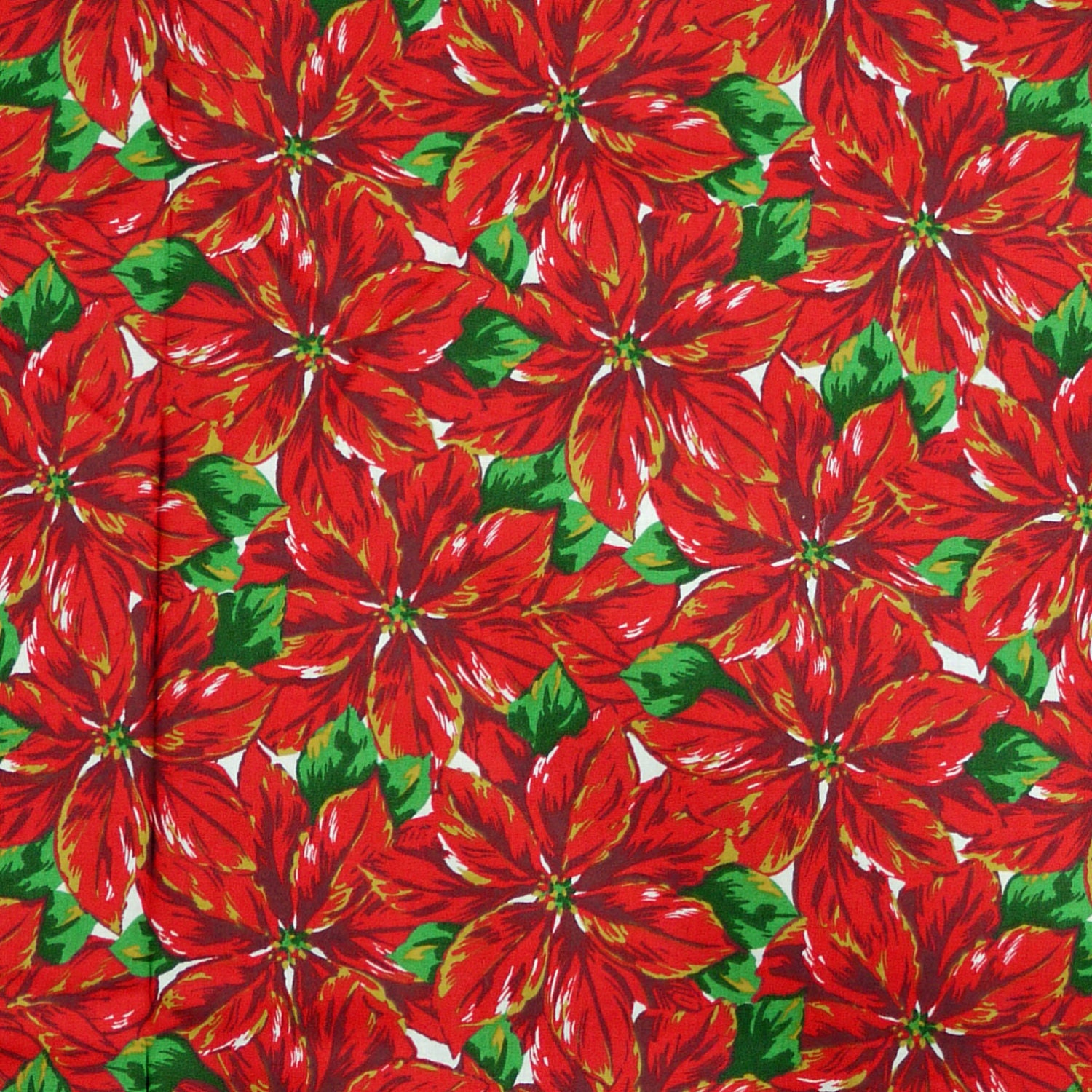 1/2 YARD Red Poinsettias Quilting Cotton Christmas Print