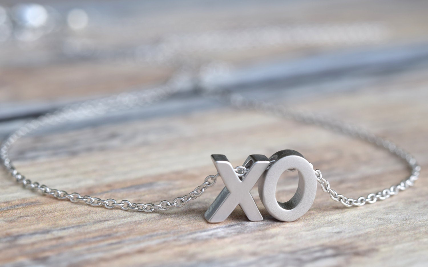 XO Necklace, Hug and Kiss Necklace, Love Necklace, XO Pendant, Layering Necklace, Anniversary Gift, Gift For Her, Silver Love Necklace