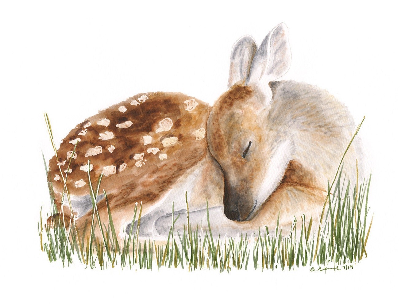 Woodland Nursery Decor Baby Deer Art Fawn Wall by TinyToesDesign