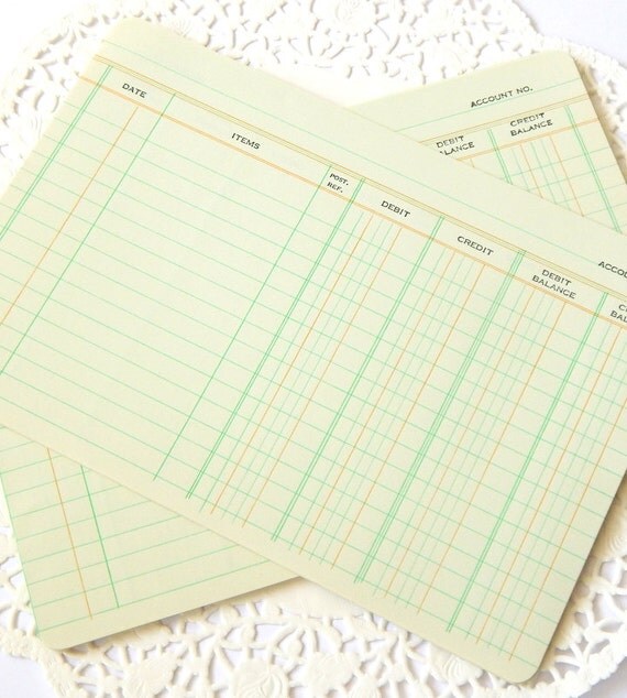 Vintage Ledger Paper. Paper Ephemera. Green Ledger Paper.