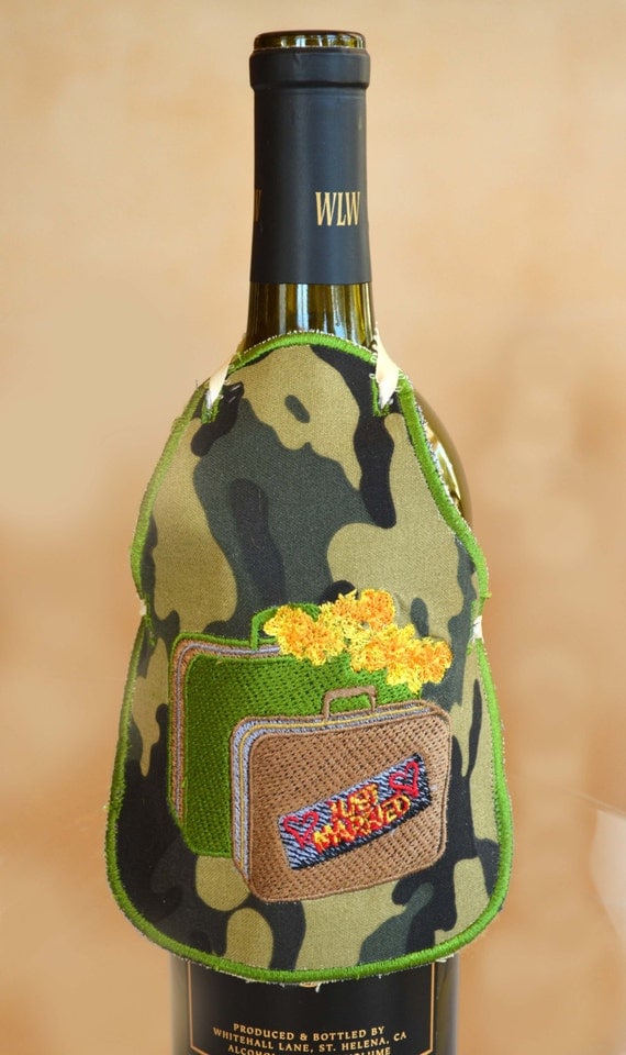Wine Bottle Apron Camo Honeymoon Gifts by HandbagsByDyana on Etsy