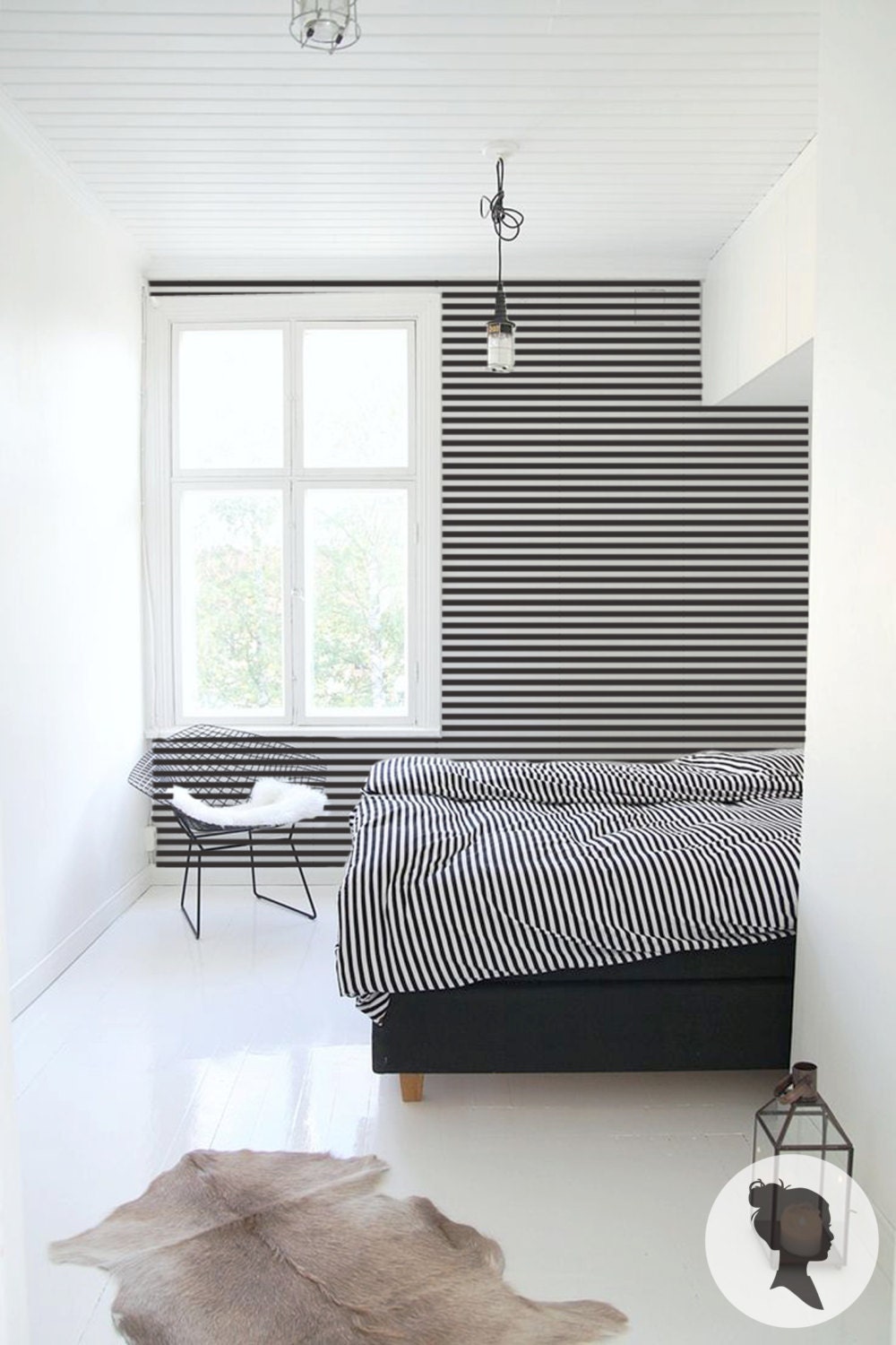 Removable Stripe Pattern Self Adhesive Wallpaper M005 by Livettes