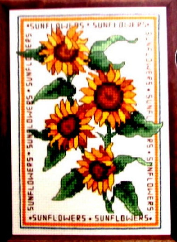 Cross Stitch kit Sunflowers Counted Cross by GreenCottageCrafts